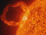 Visual representation of solar wind impacting Earth